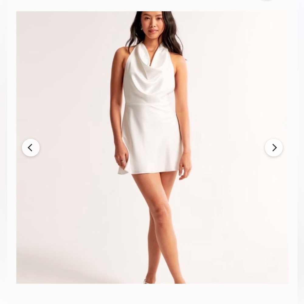 Abercrombie & Fitch White Cowl Neck Mini Dress